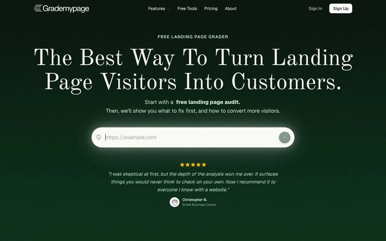 Grademypage homepage screenshot