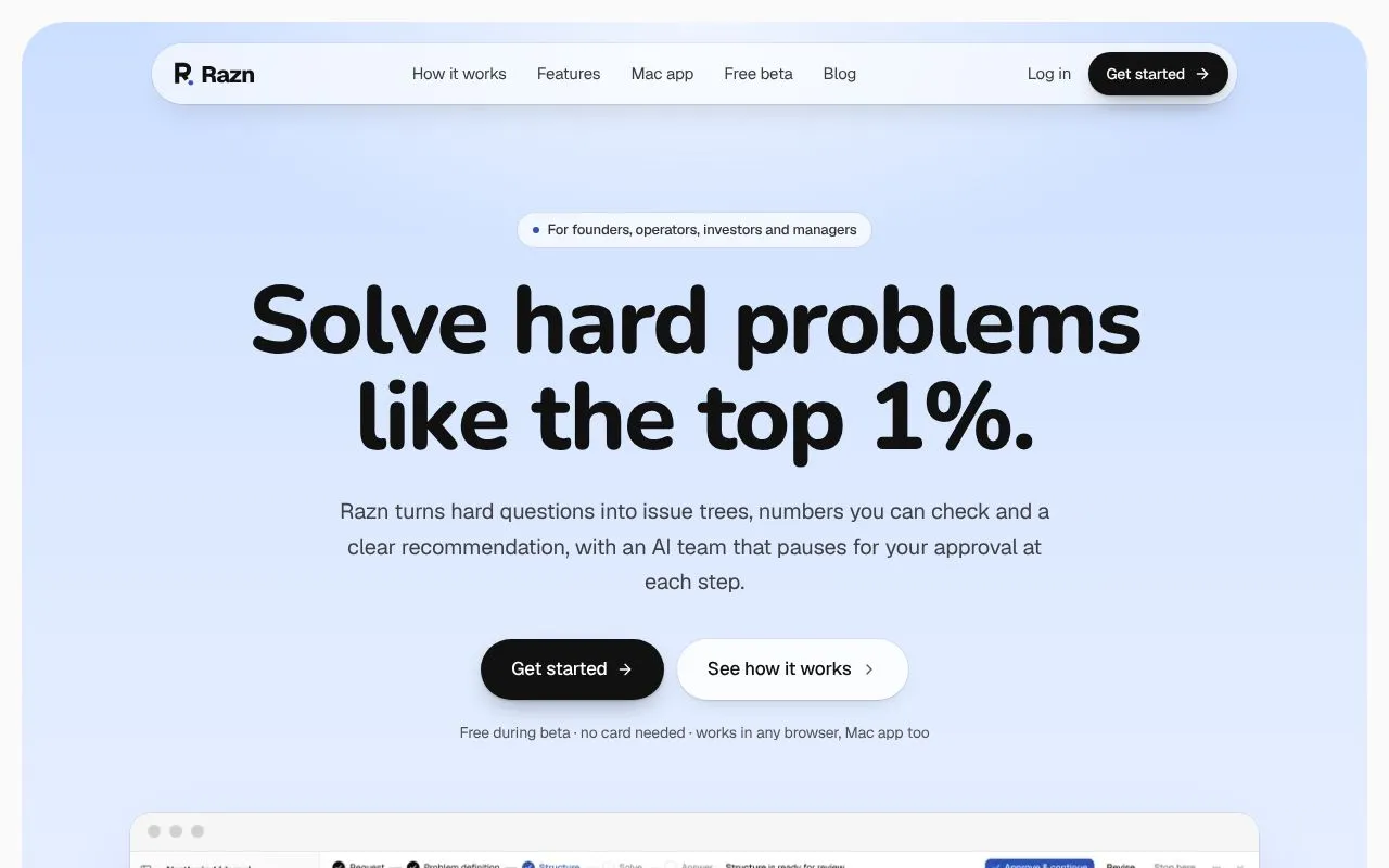 Razn homepage screenshot