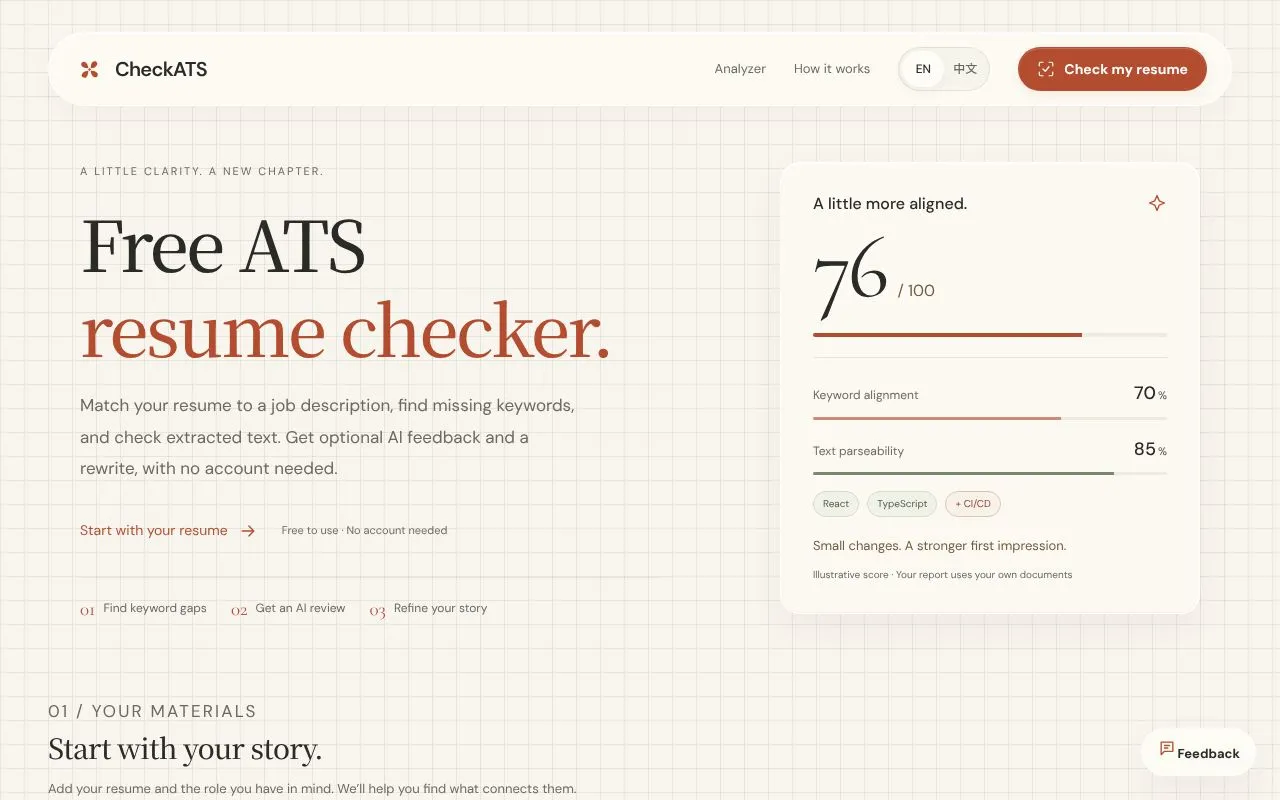 CheckATS homepage screenshot
