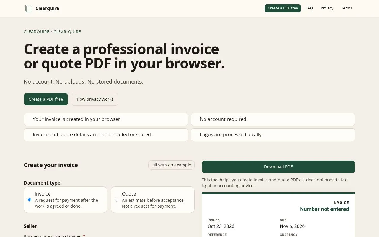 Clearquire homepage screenshot