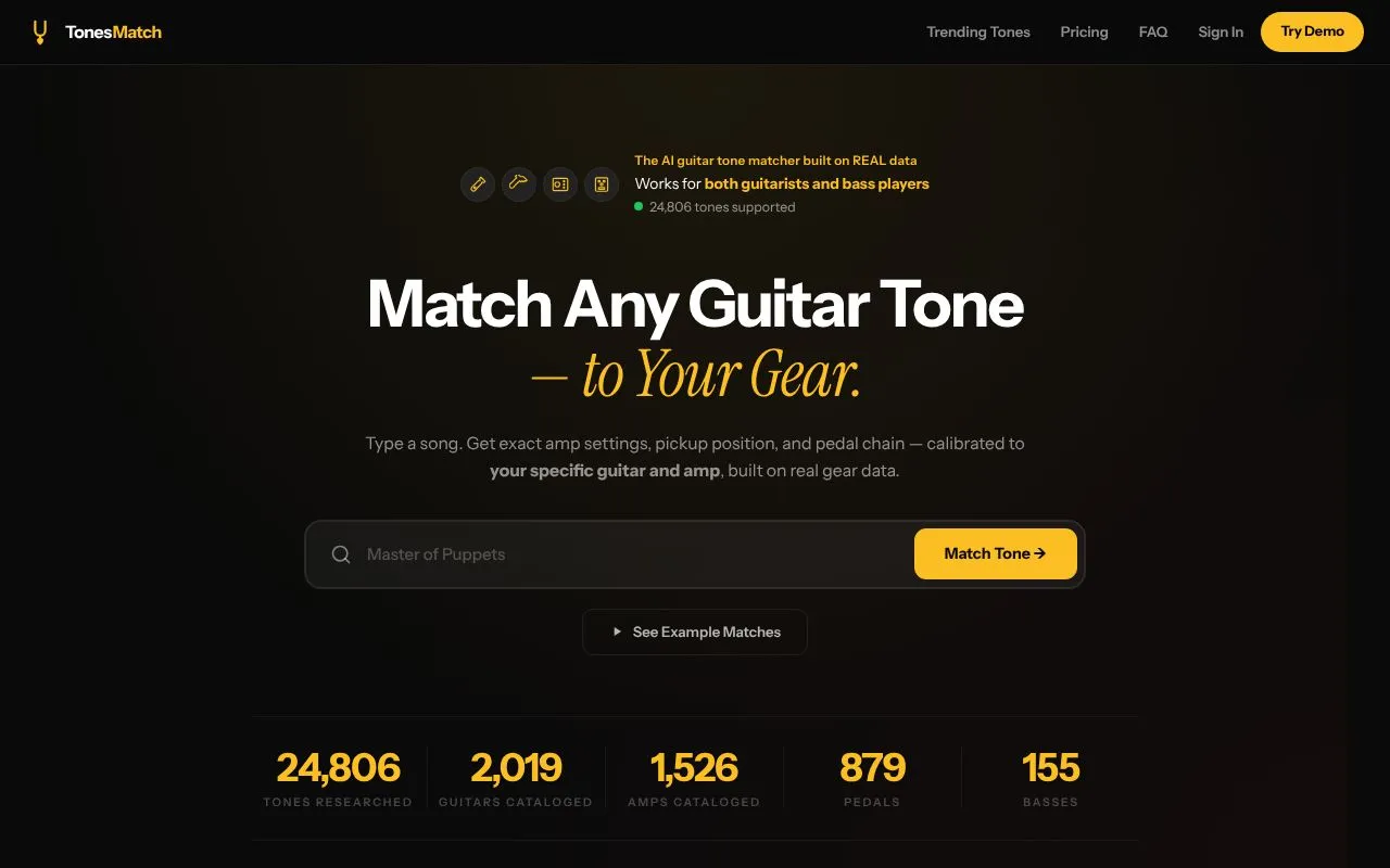 TonesMatch homepage screenshot