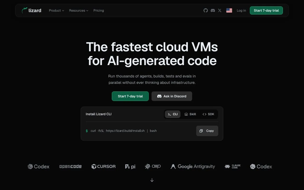 Lizard homepage screenshot