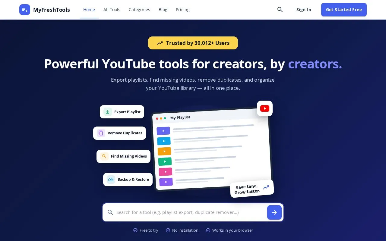 MyFreshTools homepage screenshot