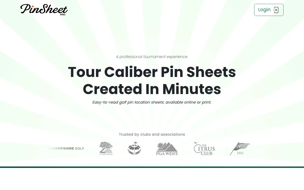 Pin Sheet Pro homepage screenshot