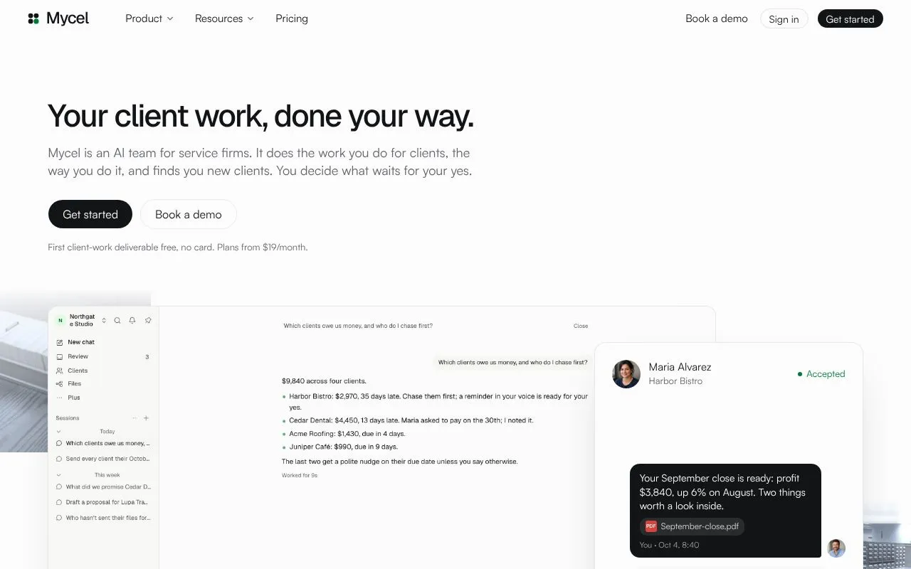 Mycel homepage screenshot