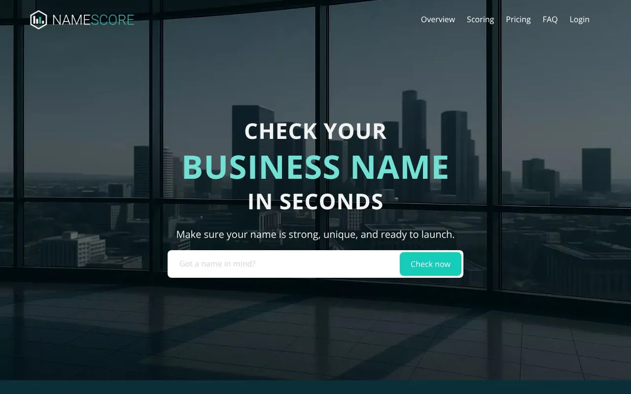 NameScore homepage screenshot
