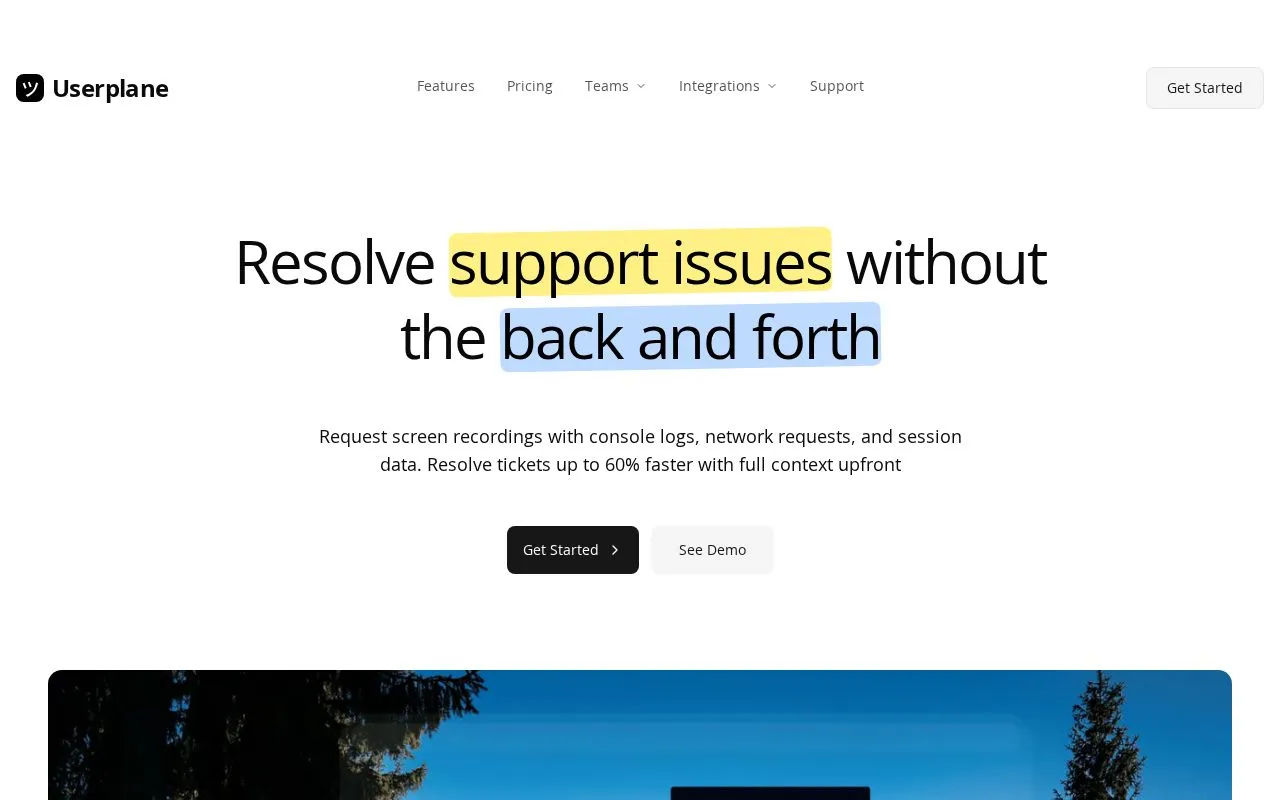 Userplane homepage screenshot