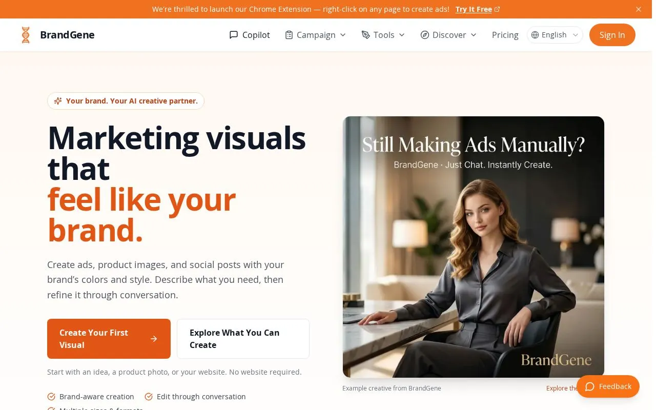BrandGene homepage screenshot