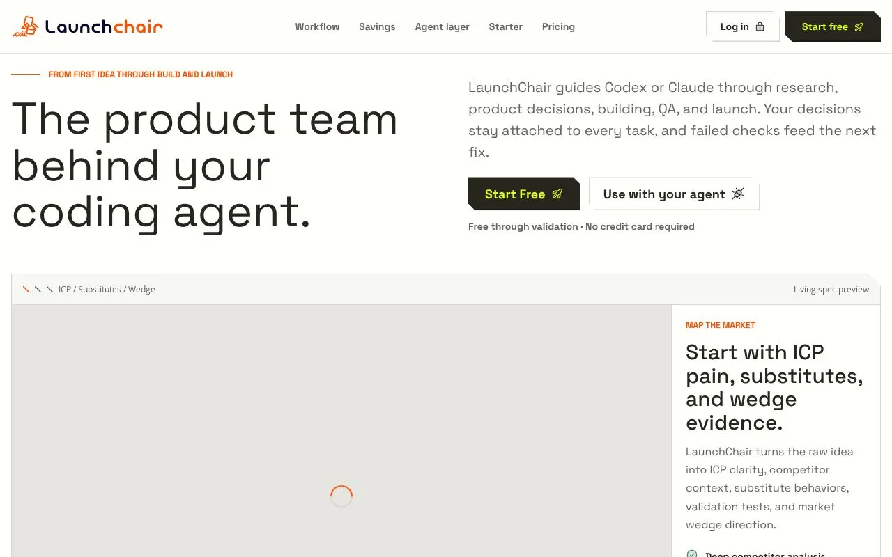 LaunchChair homepage screenshot