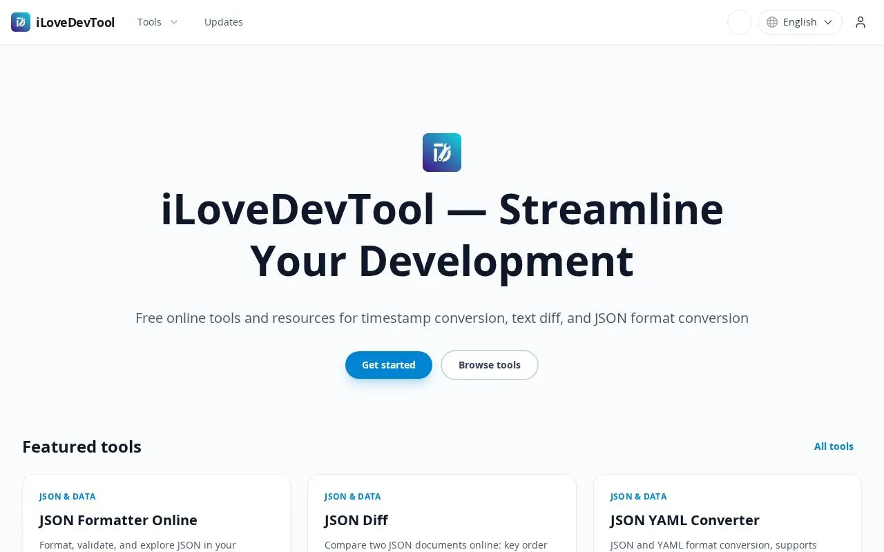 iLoveDevTool homepage screenshot