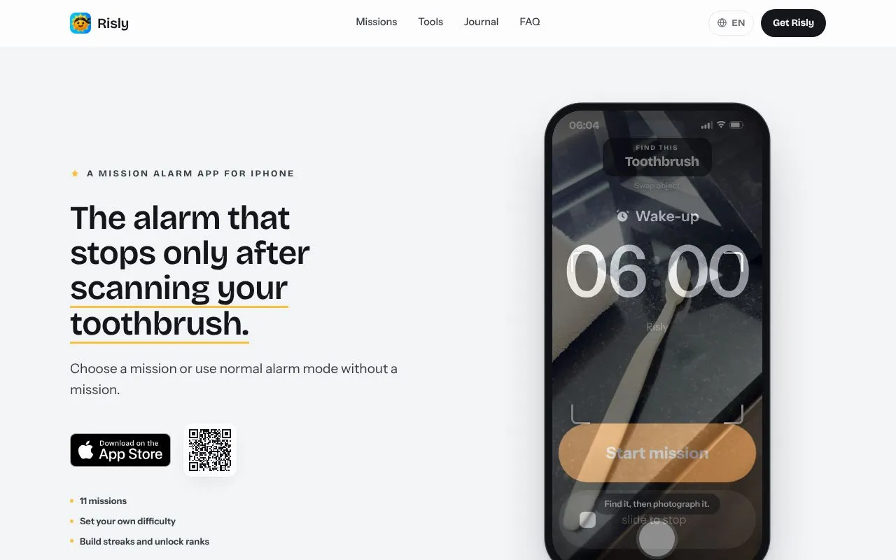 Risly homepage screenshot