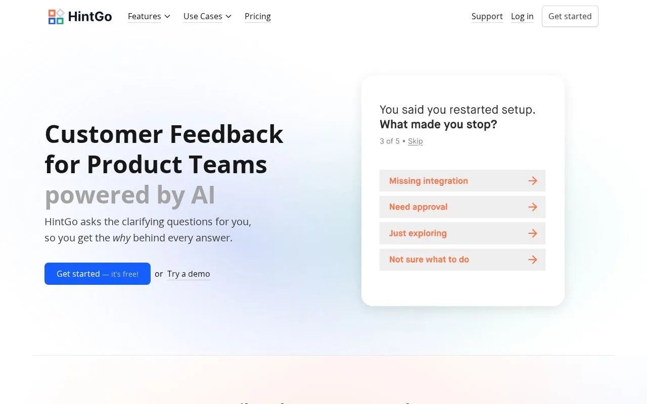 HintGo homepage screenshot