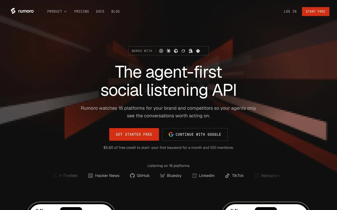 Rumoro homepage screenshot