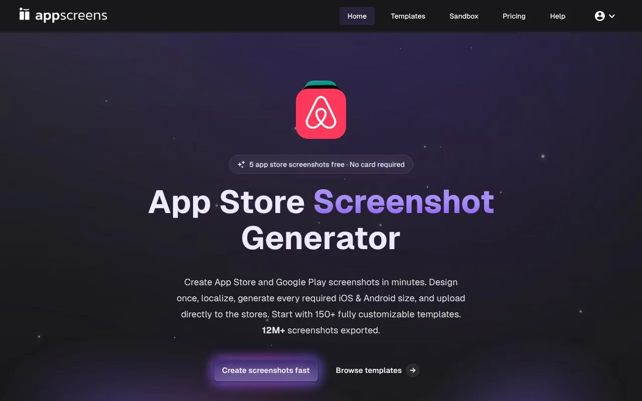 AppScreens homepage screenshot