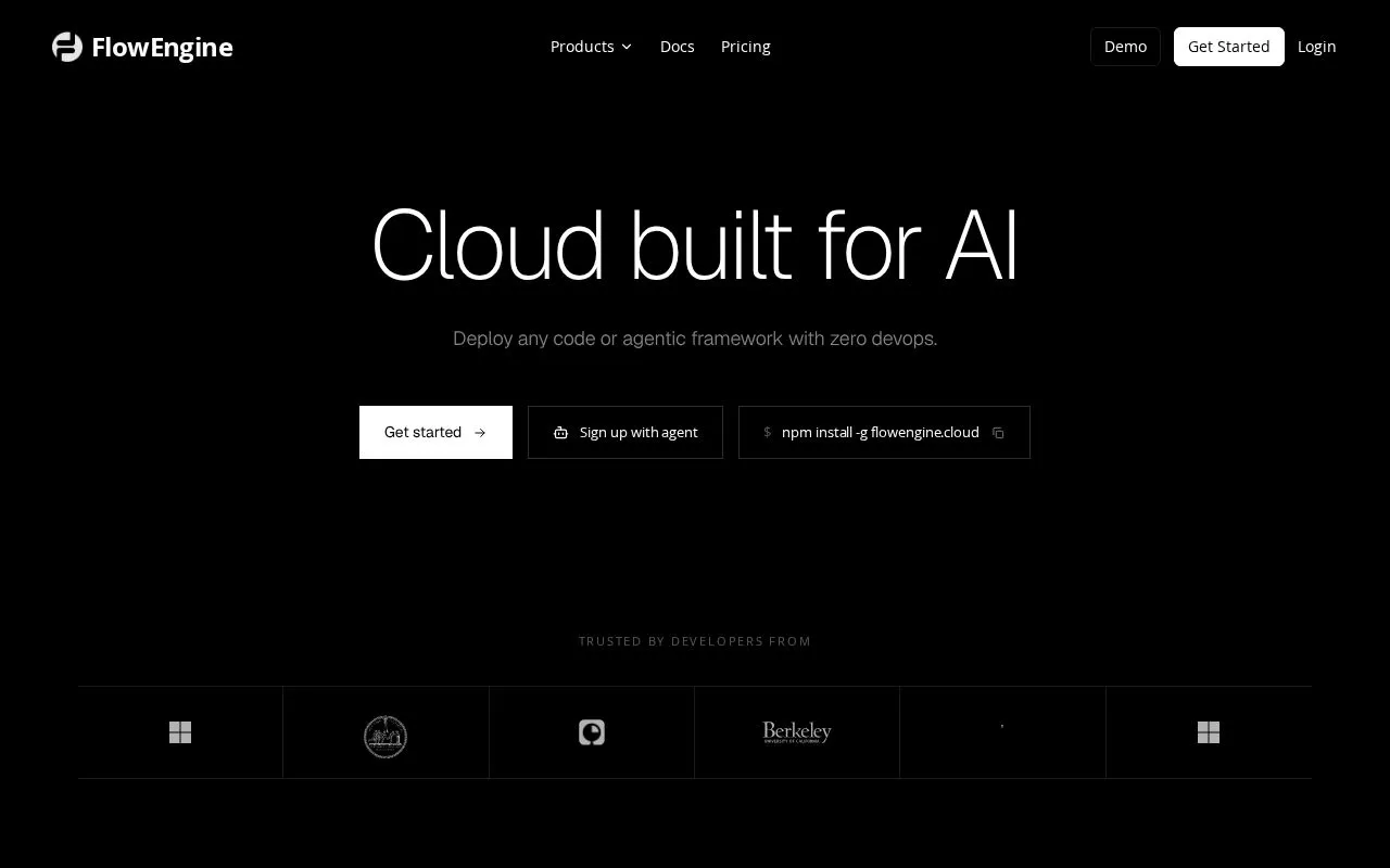 FlowEngine homepage screenshot