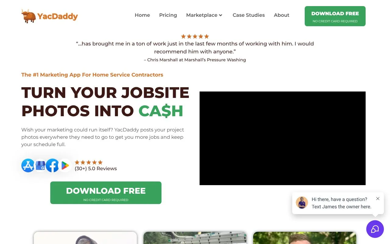 YacDaddy homepage screenshot