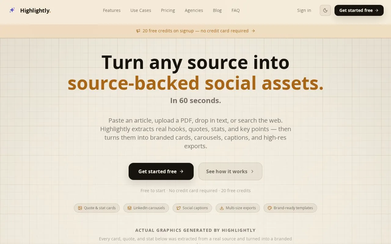 Highlightly homepage screenshot