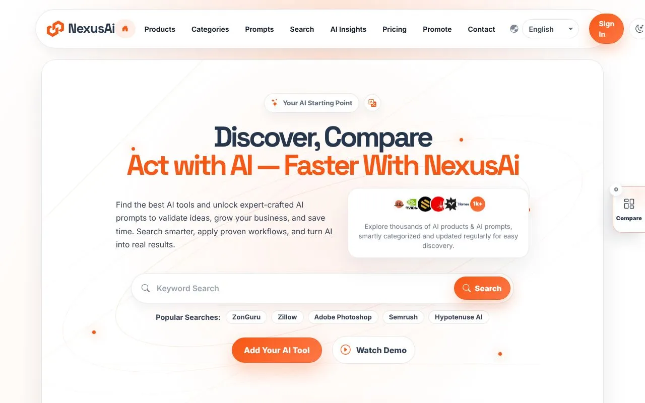 NexusAi homepage screenshot