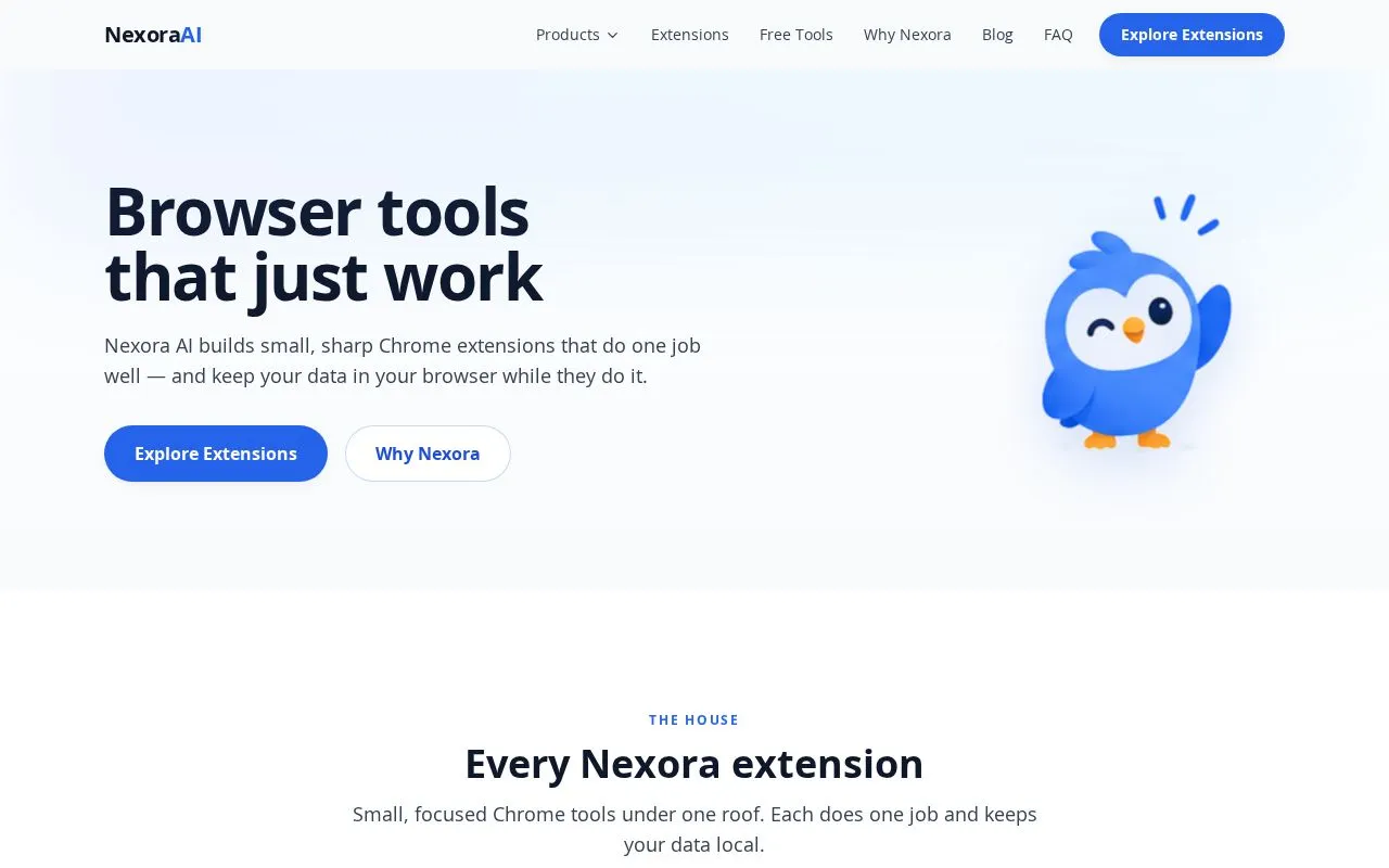 Nexora AI homepage screenshot