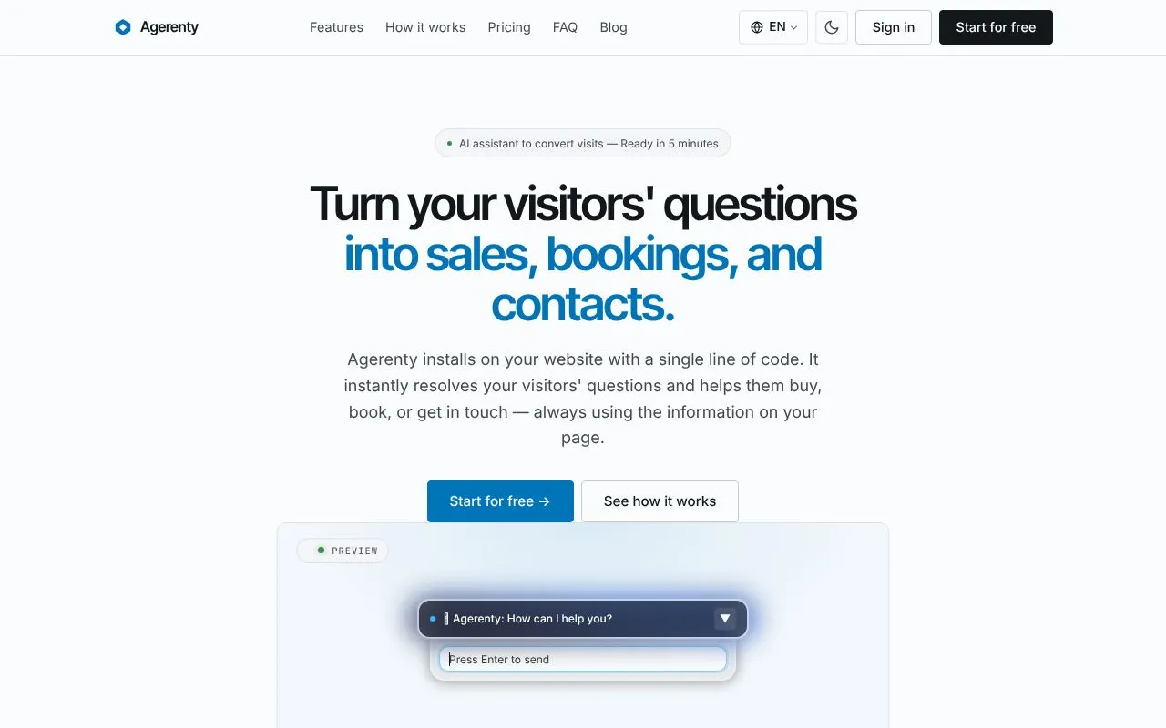 Agerenty homepage screenshot