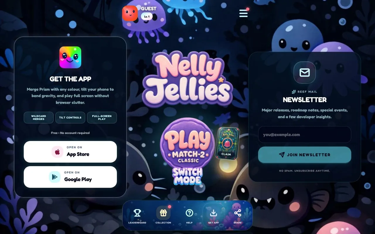 Nelly Jellies homepage screenshot