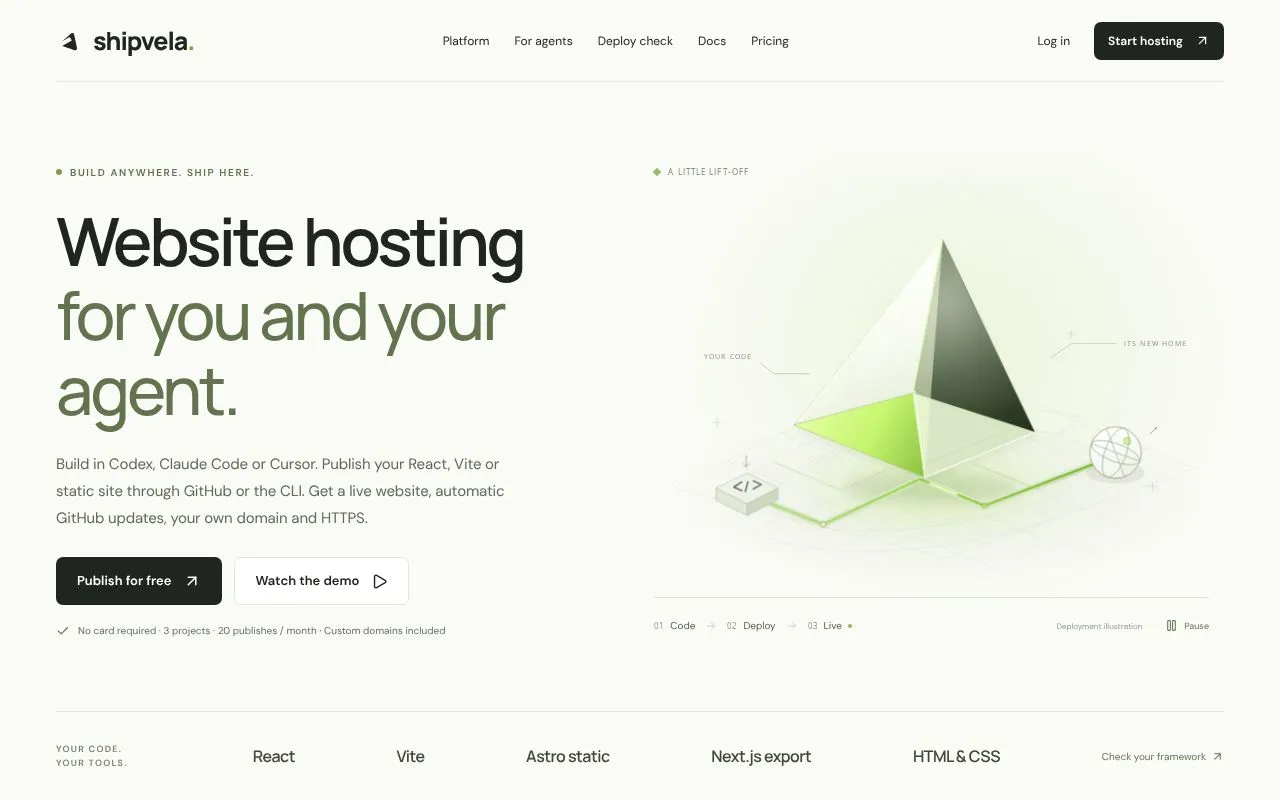 Shipvela homepage screenshot