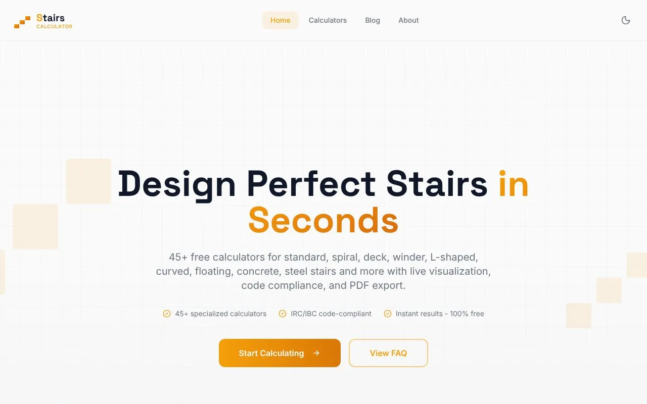 Stair Calculator homepage screenshot