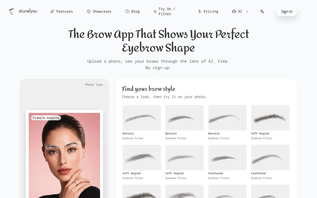 Browlens homepage screenshot