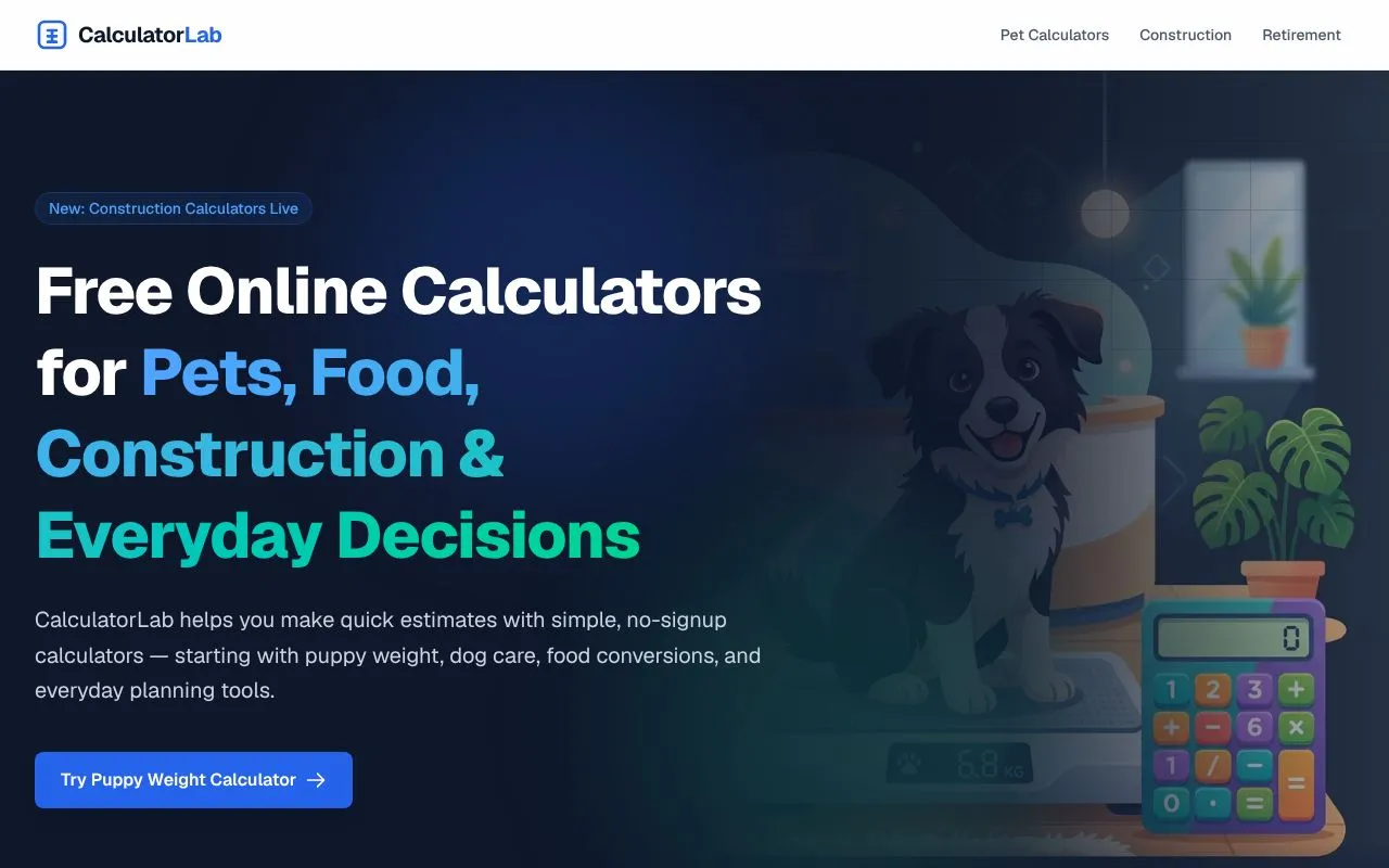 CalculatorLab homepage screenshot