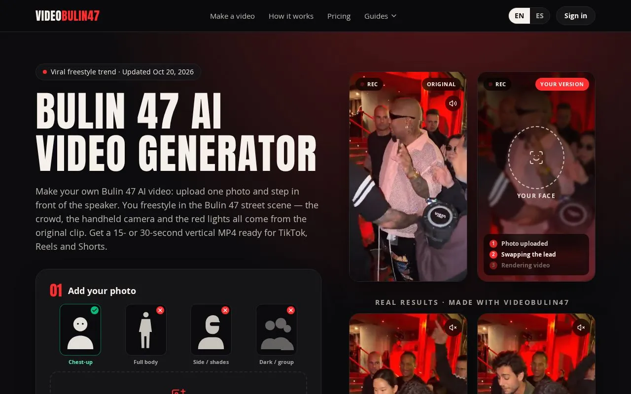 Bulin 47 AI Video Generator homepage screenshot