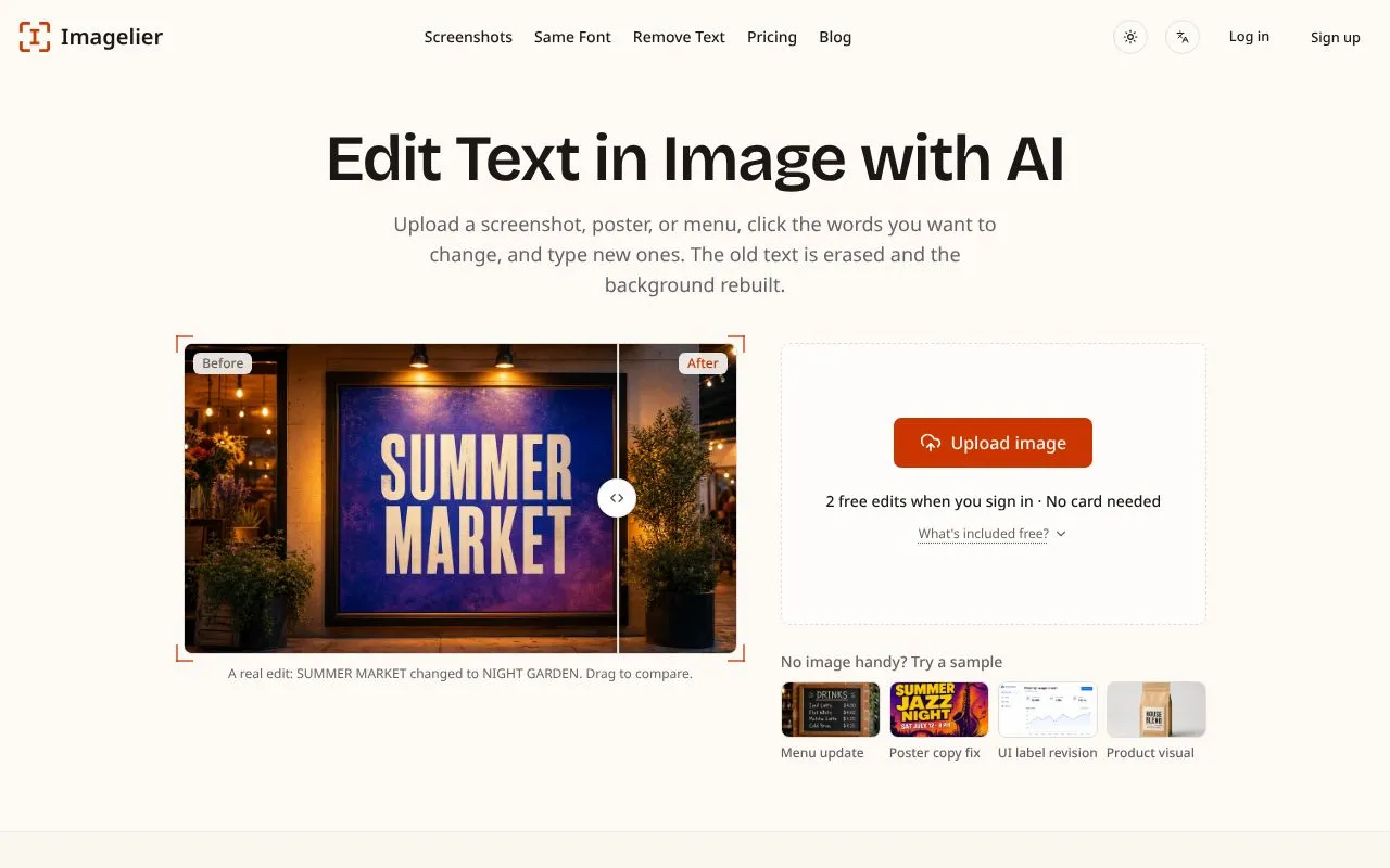 Imagelier homepage screenshot
