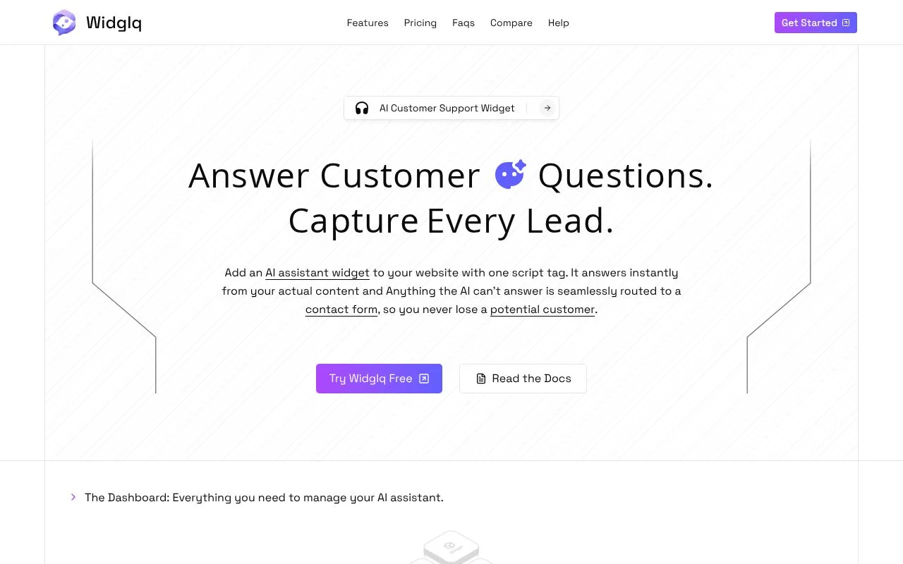 WidgIq homepage screenshot