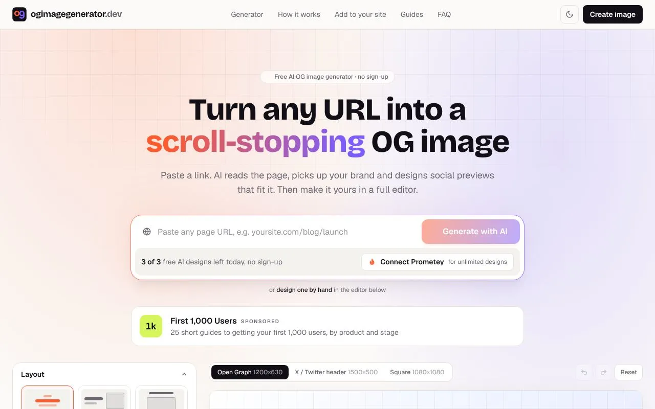 ogimagegenerator.dev homepage screenshot