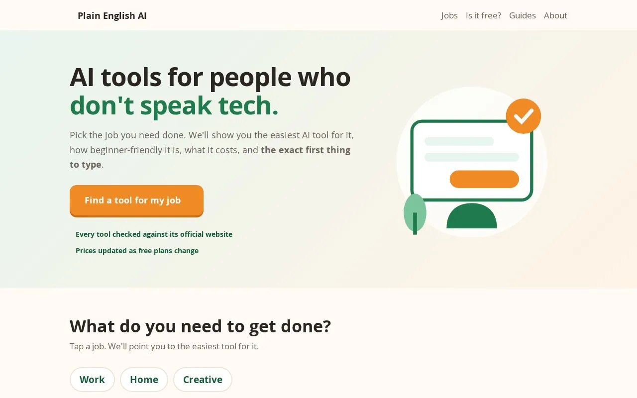 Plain English AI homepage screenshot