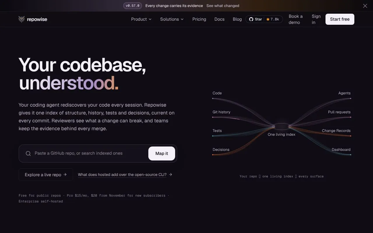 Repowise homepage screenshot