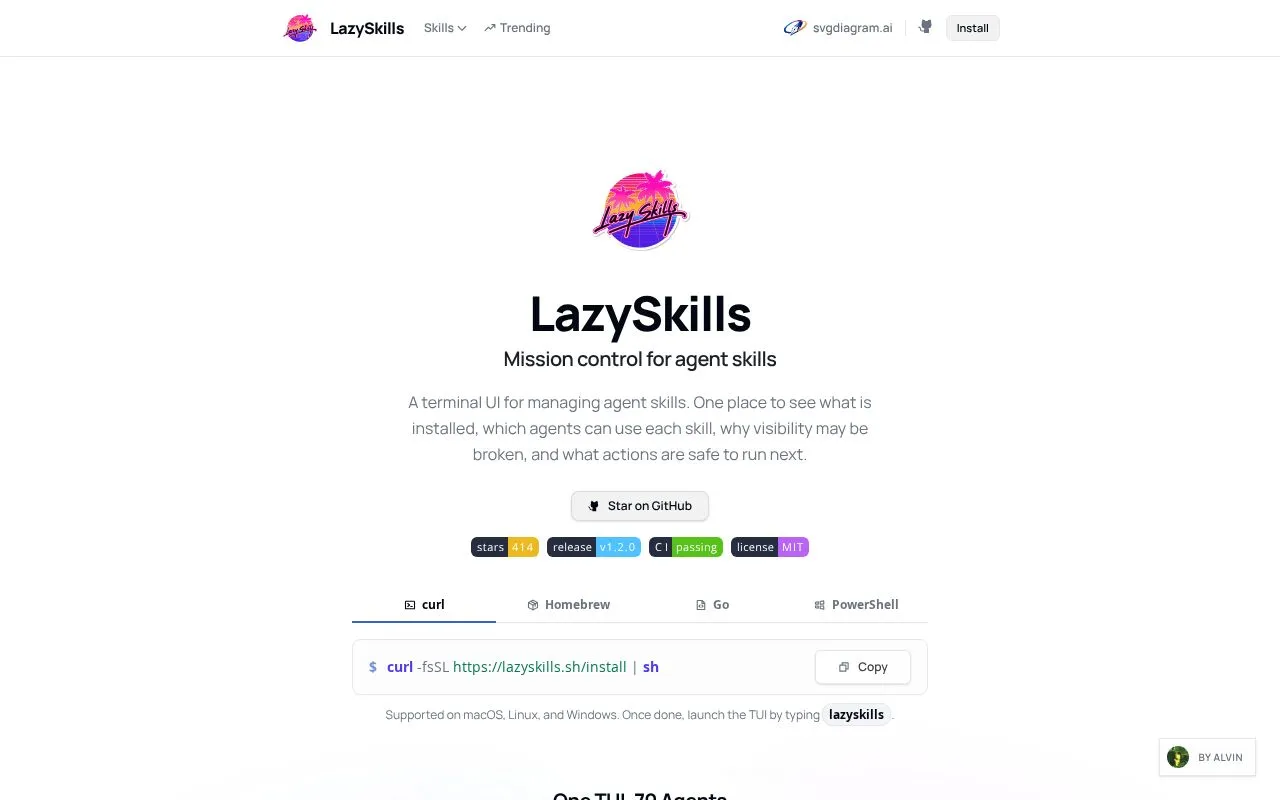 LazySkills homepage screenshot