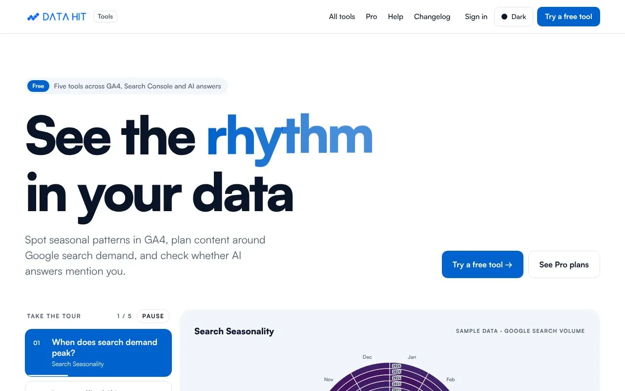 DATA HIT Tools homepage screenshot