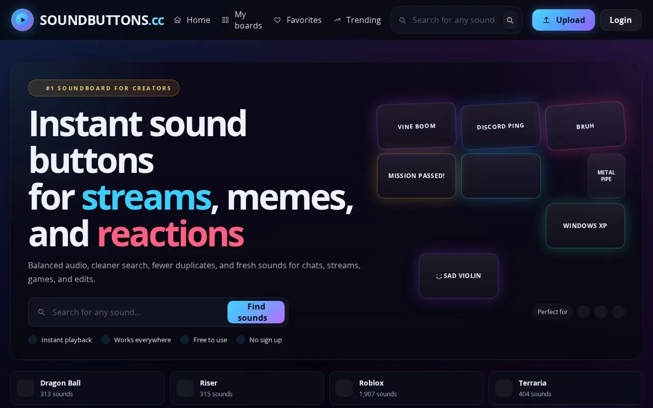 SoundButtons.cc homepage screenshot