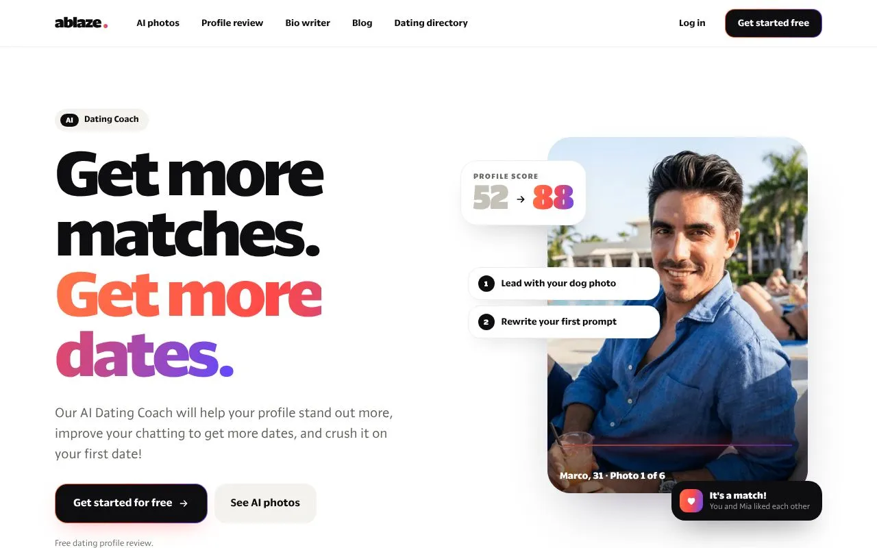 Ablaze homepage screenshot