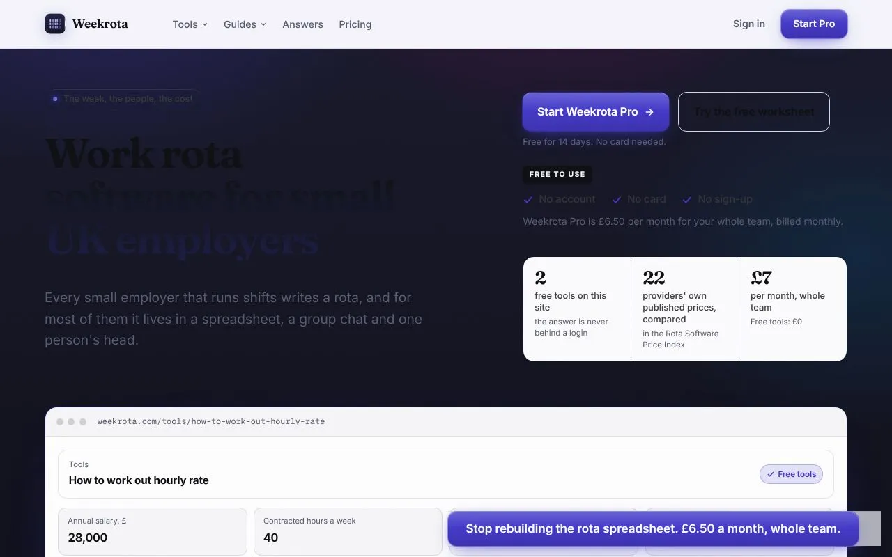 Weekrota homepage screenshot