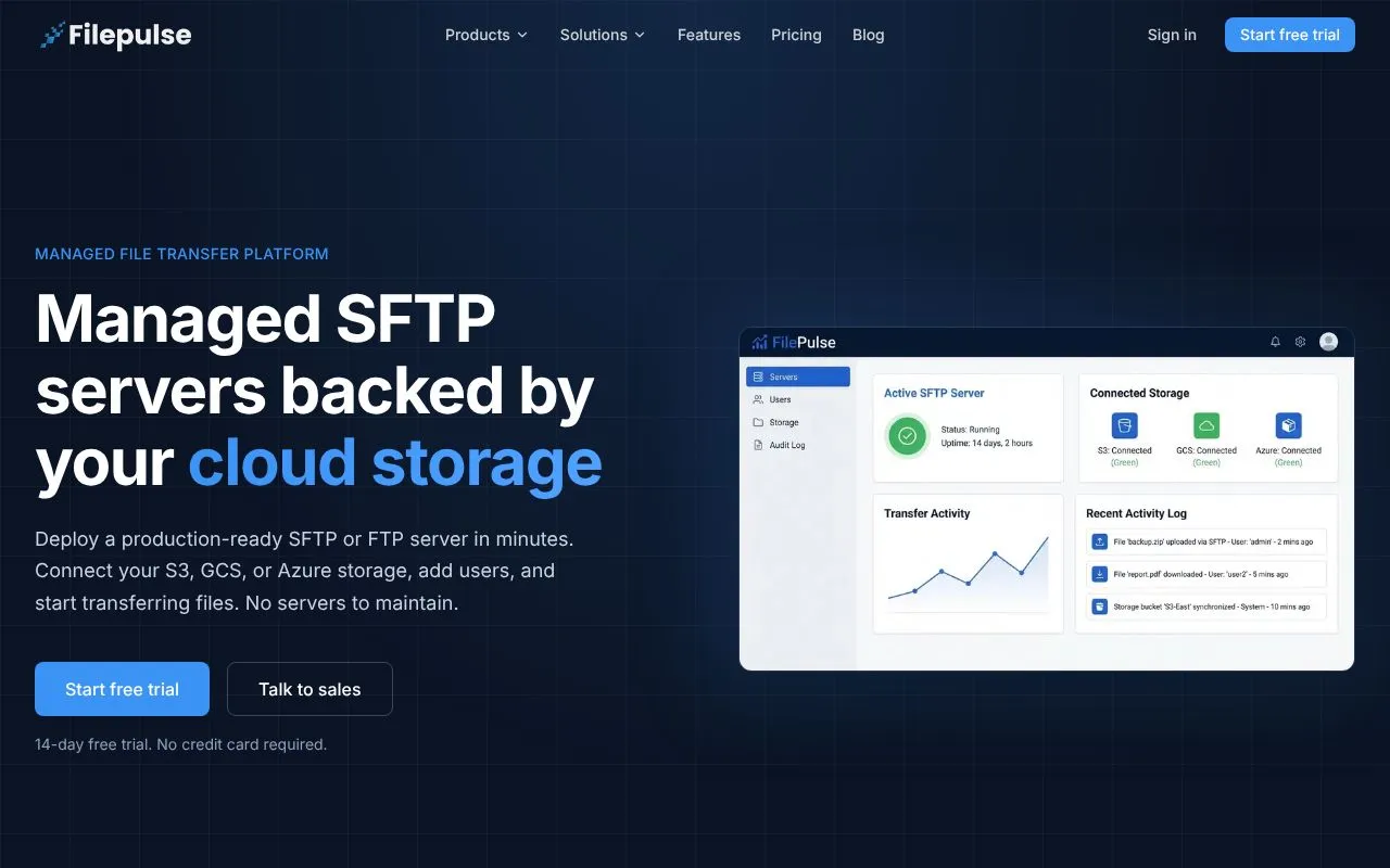 FilePulse homepage screenshot