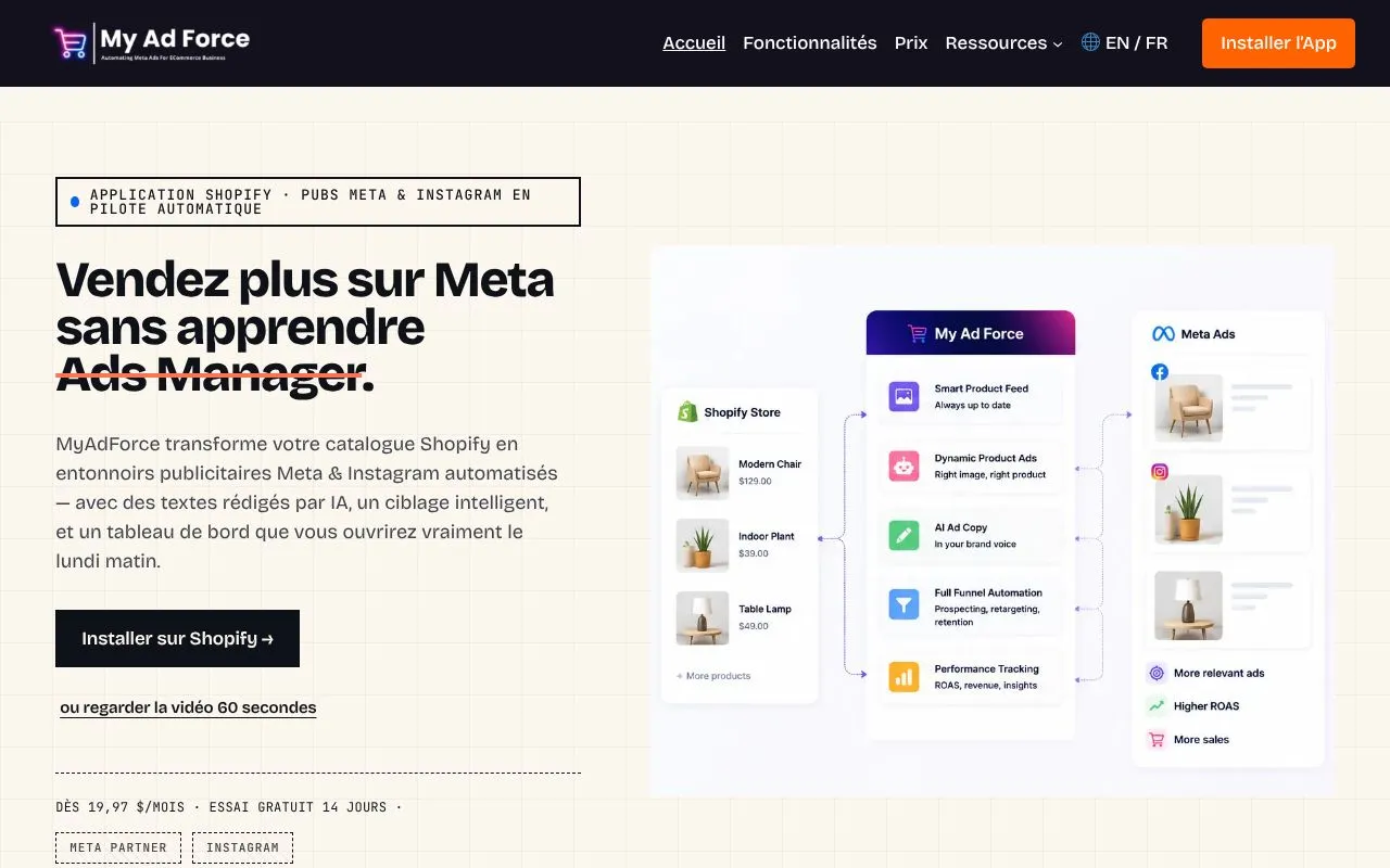 MyAdForce homepage screenshot