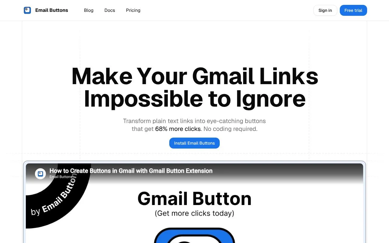 Email Buttons homepage screenshot