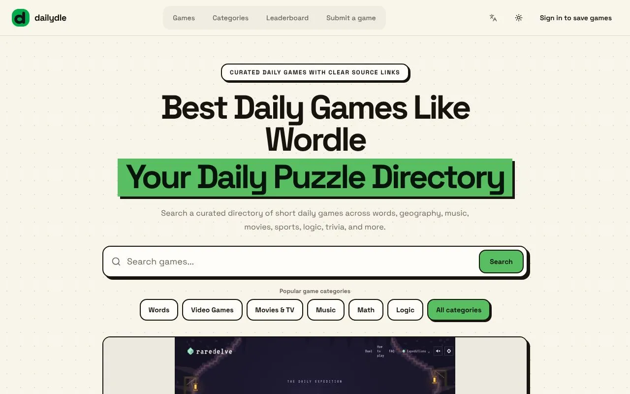 dailydle homepage screenshot