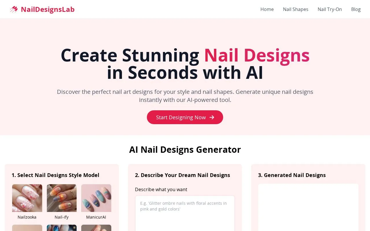 NailDesignsLab homepage screenshot