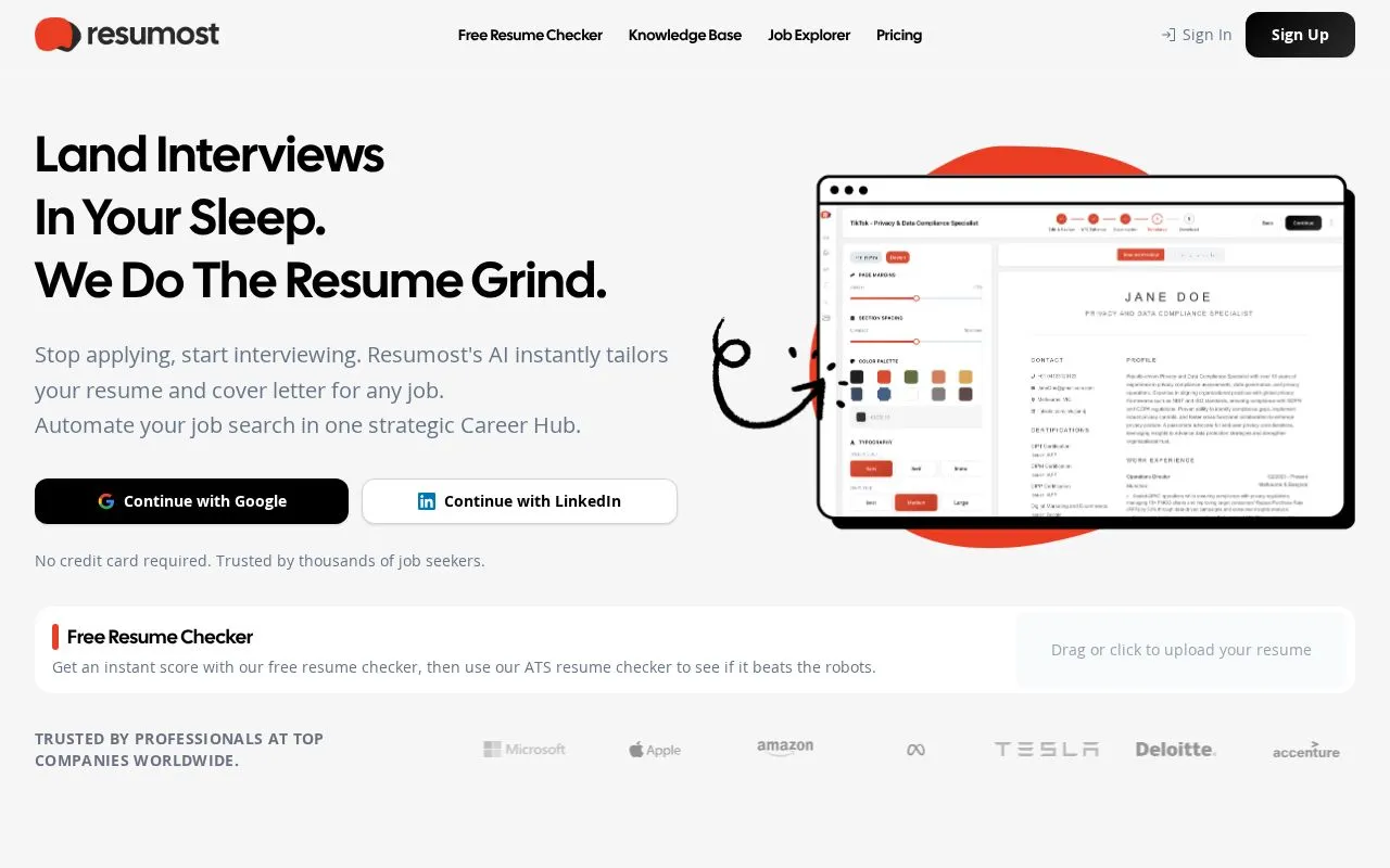 Resumost homepage screenshot