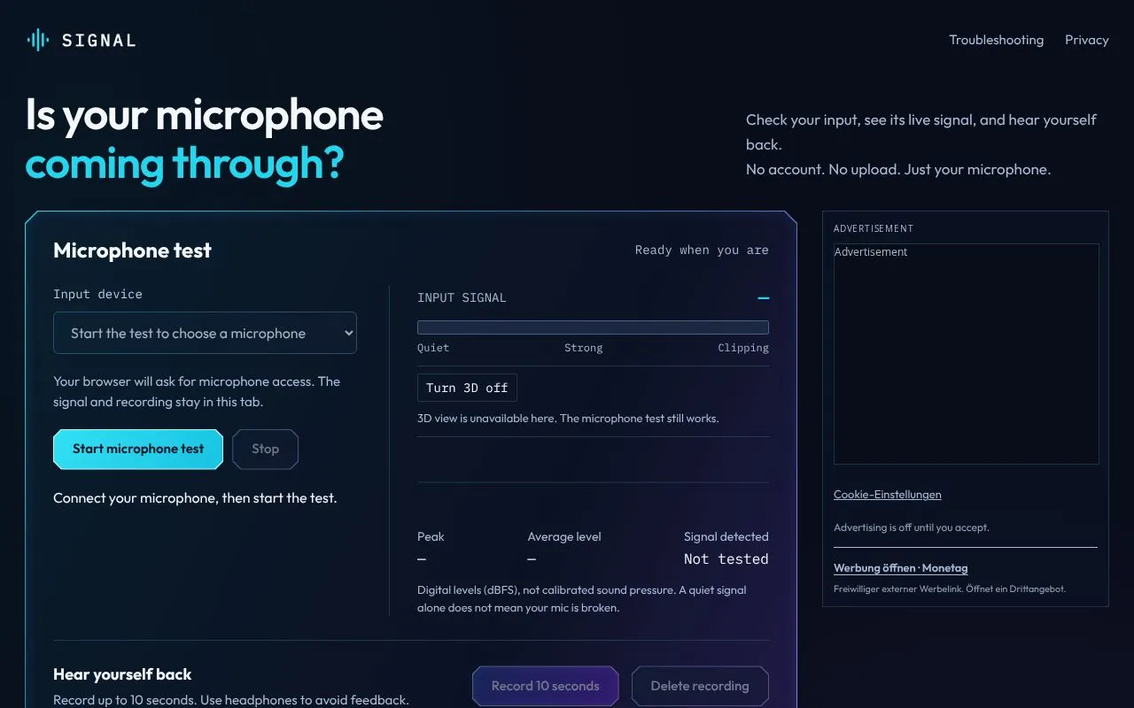 Signal homepage screenshot