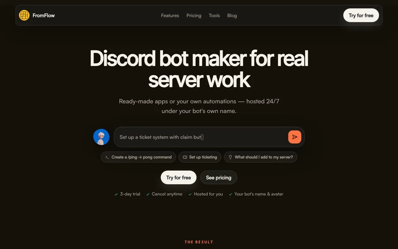 FromFlow homepage screenshot