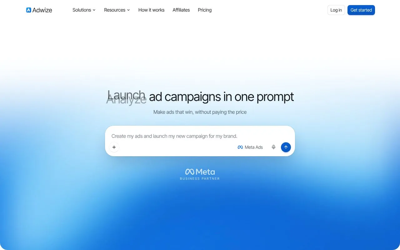 Adwize homepage screenshot