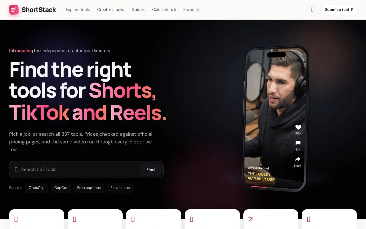 ShortStack homepage screenshot